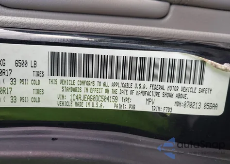 2013 Jeep Grand Cherokee Laredo z USA, uszkodzony, nr VIN 1C4RJEAG0DC504159